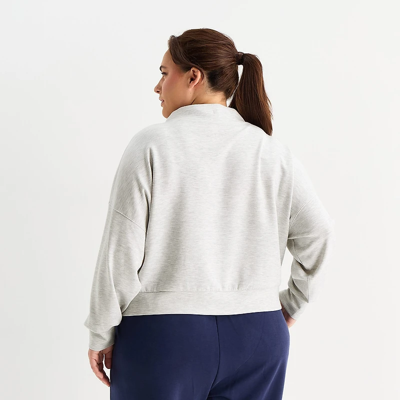 Stylus Womens Plus Funnel Neck Long Sleeve Sweatshirt