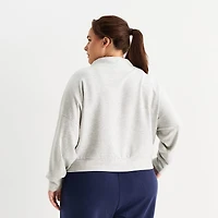Stylus Womens Plus Funnel Neck Long Sleeve Sweatshirt