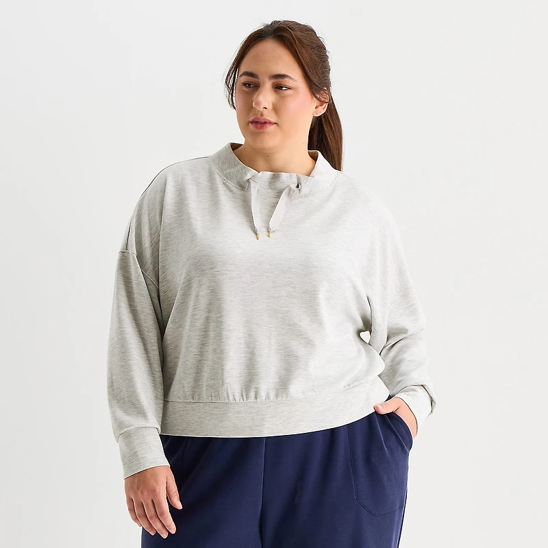 Stylus Womens Plus Funnel Neck Long Sleeve Sweatshirt