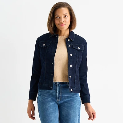 Liz Claiborne Womens Tall Denim Midweight Jacket