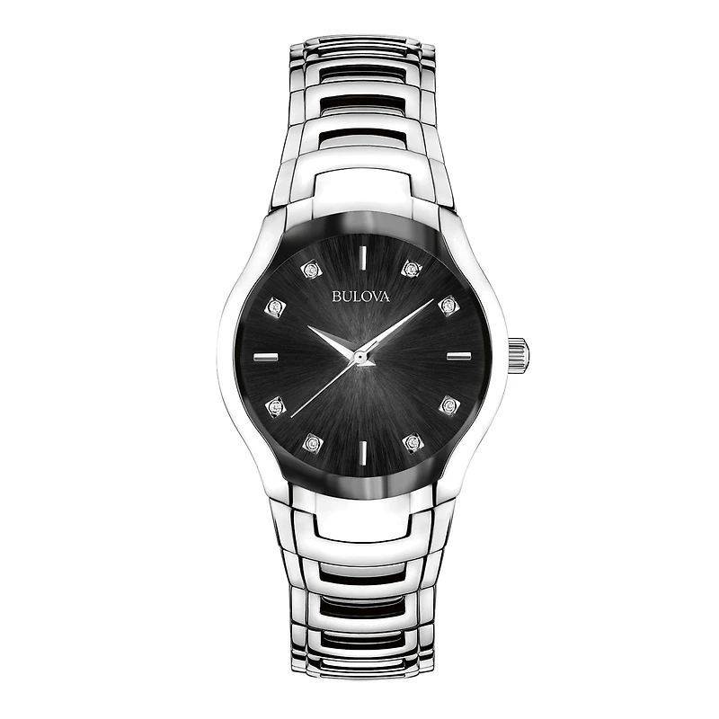 Bulova® Womens Silver-Tone Diamond-Accent Watch 96P146
