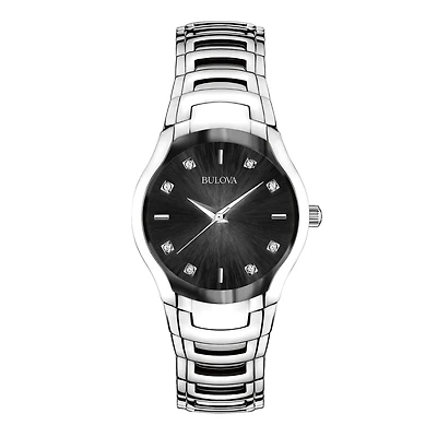 Bulova® Womens Silver-Tone Diamond-Accent Watch 96P146