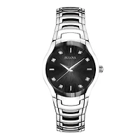 Bulova® Womens Silver-Tone Diamond-Accent Watch 96P146