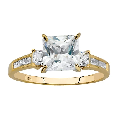 DiamonArt® Womens 2 1/5 CT. T.W. White Cubic Zirconia 10K Gold Square Engagement Ring