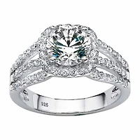 DiamonArt® Womens 1/4 CT. T.W. White Cubic Zirconia Platinum Over Silver Round Engagement Ring
