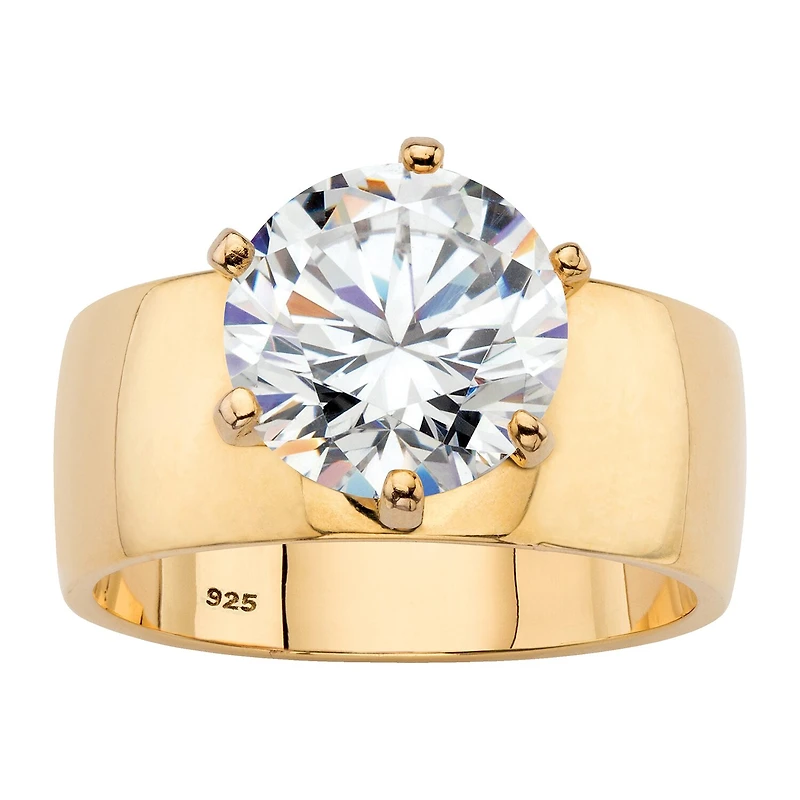 DiamonArt® Womens 4 CT. T.W. White Cubic Zirconia 14K Gold Over Silver Round Engagement Ring