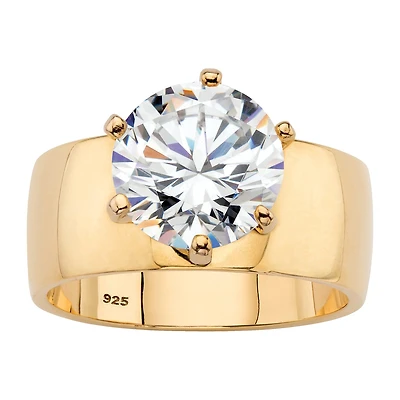 DiamonArt® Womens 4 CT. T.W. White Cubic Zirconia 14K Gold Over Silver Round Engagement Ring