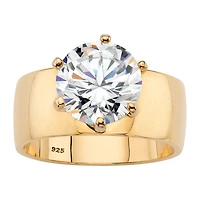 DiamonArt® Womens 4 CT. T.W. White Cubic Zirconia 14K Gold Over Silver Round Engagement Ring