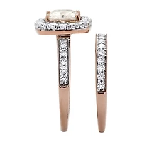 DiamonArt® Womens 2 1/5 CT. T.W. White Cubic Zirconia 18K Rose Gold Over Silver Square Bridal Set