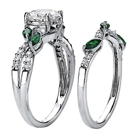 DiamonArt® Womens 2 1/3 CT. T.W. White Cubic Zirconia Platinum Over Silver Round Bridal Set