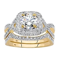 DiamonArt® Womens 2 1/5 CT. T.W. White Cubic Zirconia 14K Gold Over Silver Round Bridal Set