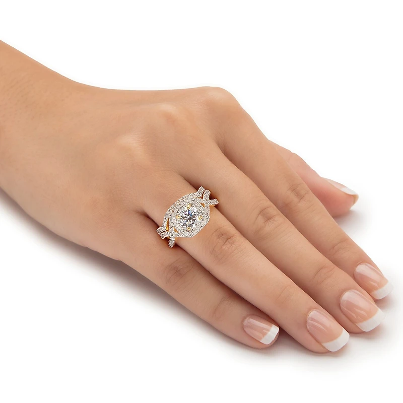 DiamonArt® Womens 2 1/5 CT. T.W. White Cubic Zirconia 14K Gold Over Silver Round Bridal Set