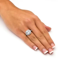 DiamonArt® Womens 3 CT. T.W. Lab Created White Sapphire Platinum Over Silver Square Engagement Ring