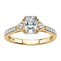 DiamonArt® Womens 1 3/4 CT. T.W. Lab Created White Sapphire 18K Gold Over Silver Rectangular Engagement Ring