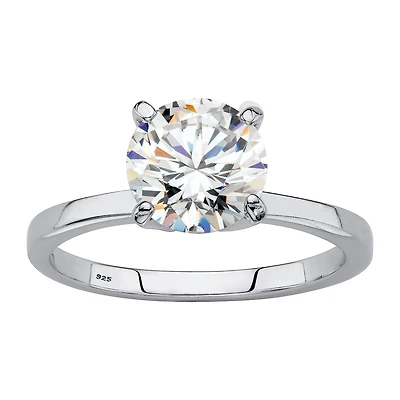 DiamonArt® Womens 1 7/8 CT. T.W. Lab Created White Sapphire Platinum Over Silver Round Engagement Ring