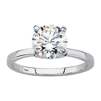 DiamonArt® Womens 1 7/8 CT. T.W. Lab Created White Sapphire Platinum Over Silver Round Engagement Ring