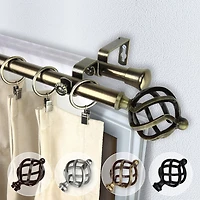 Rod Desyne Double 13/16" Adjustable Curtain with Twist Finials