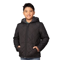 Free Country Little & Big Kid Boys Hooded Water Resistant Reversible Midweight Quilted Jacket