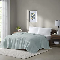 Madison Park Freshspun Basketweave 100% Cotton Blanket
