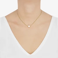 Womens White Cultured Freshwater Pearl 14K Gold Over Silver Heart 17 Inch Pendant Necklace