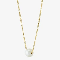 Womens White Cultured Freshwater Pearl 14K Gold Over Silver Heart 17 Inch Pendant Necklace