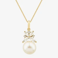 Womens White Cultured Freshwater Pearl 14K Gold Over Silver 18 Inch Pendant Necklace