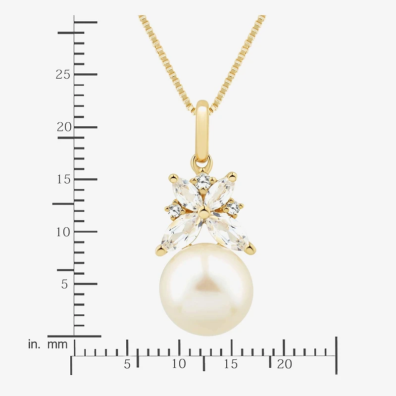 Womens White Cultured Freshwater Pearl 14K Gold Over Silver 18 Inch Pendant Necklace