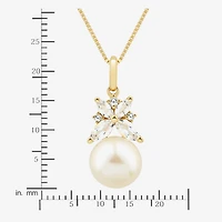 Womens White Cultured Freshwater Pearl 14K Gold Over Silver 18 Inch Pendant Necklace