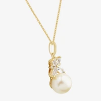 Womens White Cultured Freshwater Pearl 14K Gold Over Silver 18 Inch Pendant Necklace