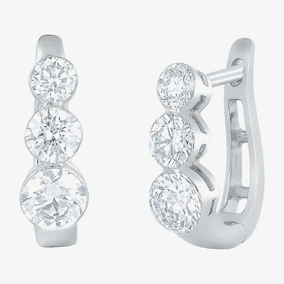 Floating Diamonds (F / Vs2) Womens 2 CT. T.W. Lab Grown White Diamond 14K Gold 16.1mm Hoop Earrings