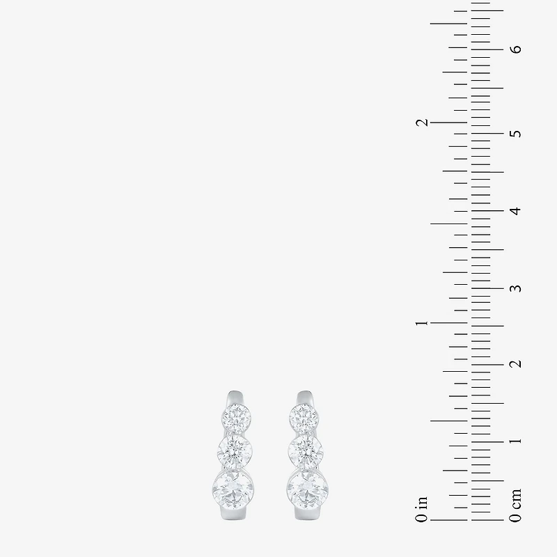 Floating Diamonds (F / Vs2) Womens 2 CT. T.W. Lab Grown White Diamond 14K Gold 16.1mm Hoop Earrings