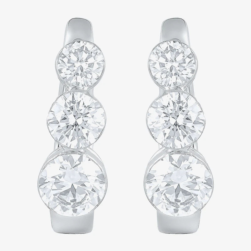 Floating Diamonds (F / Vs2) Womens 2 CT. T.W. Lab Grown White Diamond 14K Gold 16.1mm Hoop Earrings