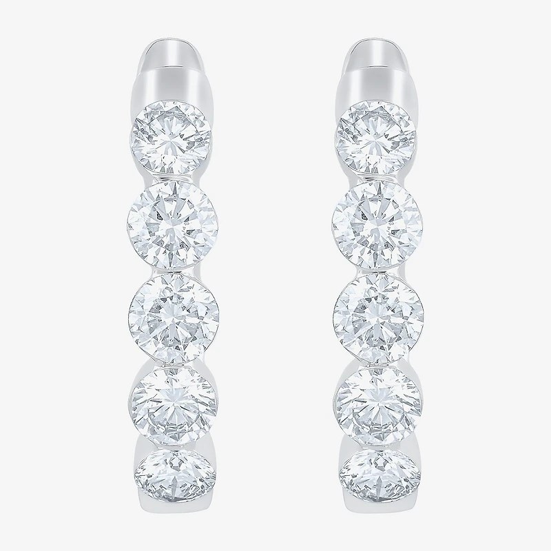 Floating Diamonds (F / Vs2) Womens 2 CT. T.W. Lab Grown White Diamond 14K Gold 19.8mm Hoop Earrings
