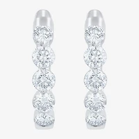 Floating Diamonds (F / Vs2) Womens 2 CT. T.W. Lab Grown White Diamond 14K Gold 19.8mm Hoop Earrings