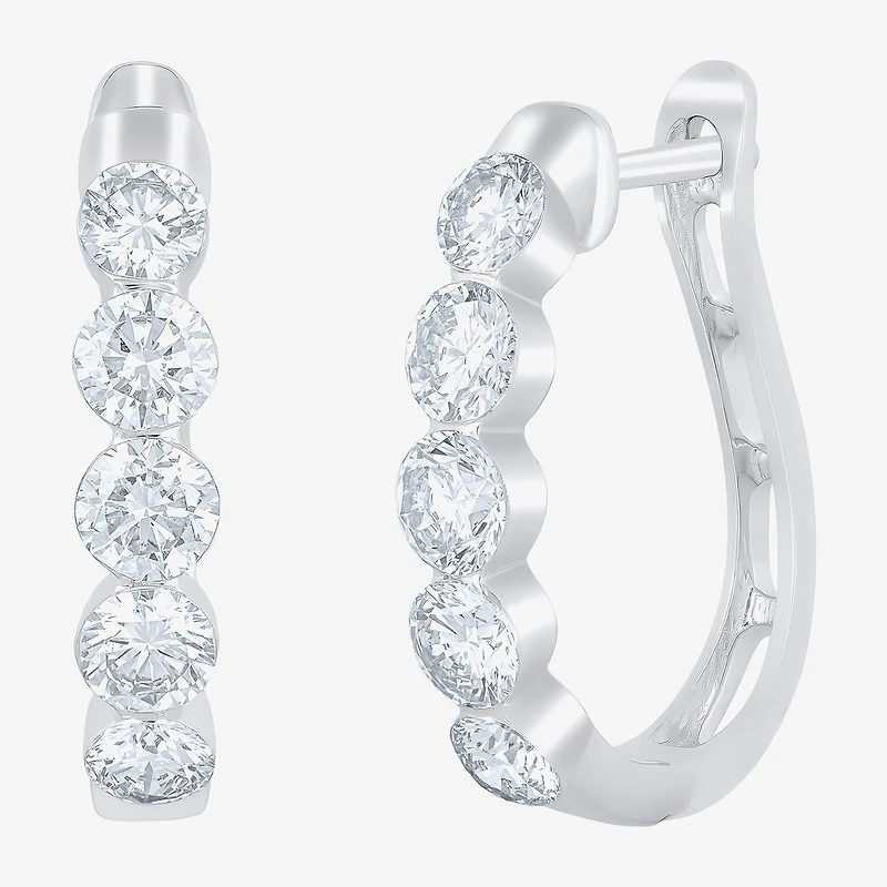 Floating Diamonds (F / Vs2) Womens 2 CT. T.W. Lab Grown White Diamond 14K Gold 19.8mm Hoop Earrings