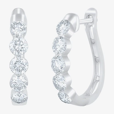 Floating Diamonds (F / Vs2) Womens 2 CT. T.W. Lab Grown White Diamond 14K Gold 19.8mm Hoop Earrings