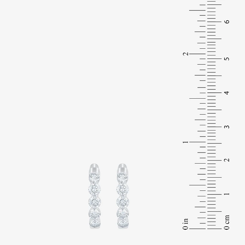 Floating Diamonds (F / Vs2) Womens 2 CT. T.W. Lab Grown White Diamond 14K Gold 19.8mm Hoop Earrings
