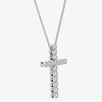 Floating Diamonds (F / Vs2) Womens 1 CT. T.W. Lab Grown White Diamond 14K Gold Cross 18 Inch Pendant Necklace