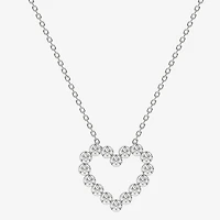 Floating Diamonds (F / Vs2) Womens 1 CT. T.W. Lab Grown White Diamond 14K Gold Heart 18 Inch Pendant Necklace