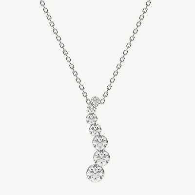 Floating Diamonds (F / Vs2) Womens 1 CT. T.W. Lab Grown White Diamond 14K Gold 18 Inch Pendant Necklace