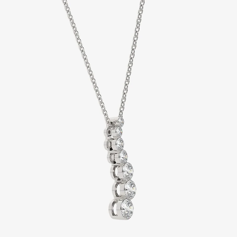 Floating Diamonds (F / Vs2) Womens 1 CT. T.W. Lab Grown White Diamond 14K Gold 18 Inch Pendant Necklace