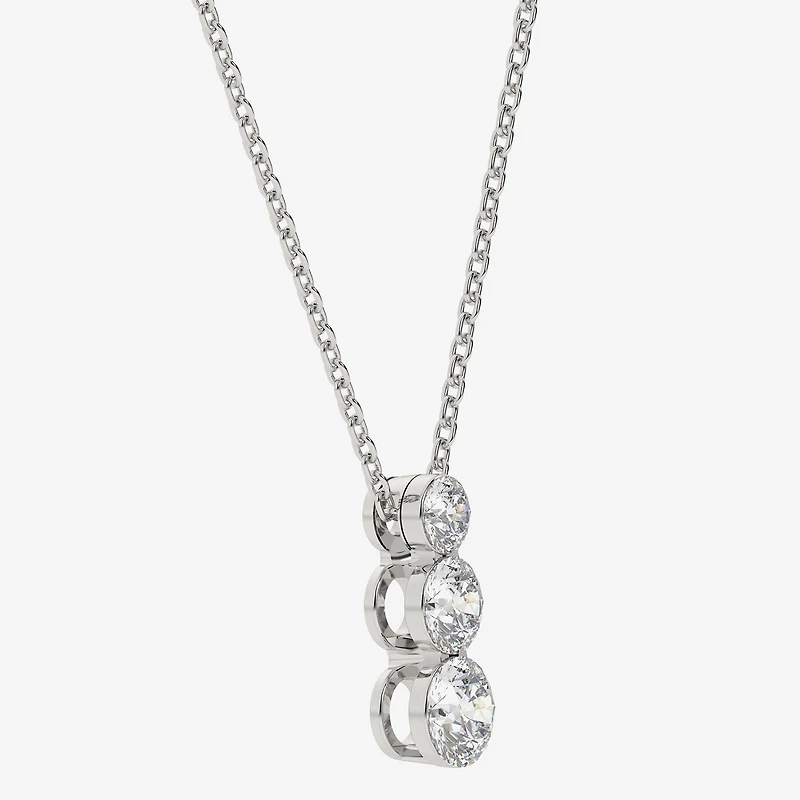 F / Vs2) Womens 1 CT. T.W. Lab Grown White Diamond 14K Gold Round 18 Inch Pendant Necklace