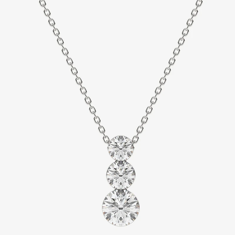 Floating Diamonds (F / Vs2) Womens CT. T.W. Lab Grown White Diamond 14K Gold Round 18 Inch Pendant Necklace