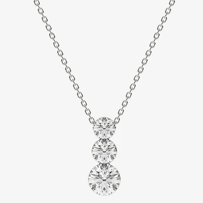 Floating Diamonds (F / Vs2) Womens CT. T.W. Lab Grown White Diamond 14K Gold Round 18 Inch Pendant Necklace