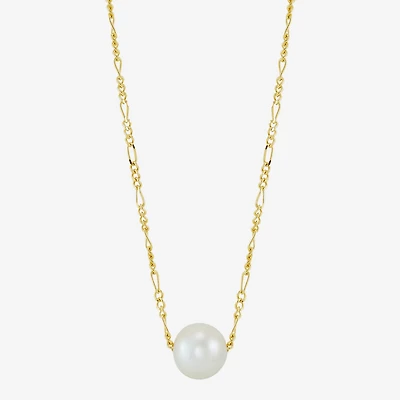 Womens White Cultured Freshwater Pearl 14K Gold Over Silver Heart 17 Inch Pendant Necklace
