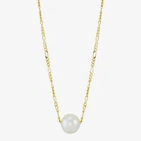 Womens White Cultured Freshwater Pearl 14K Gold Over Silver Heart 17 Inch Pendant Necklace