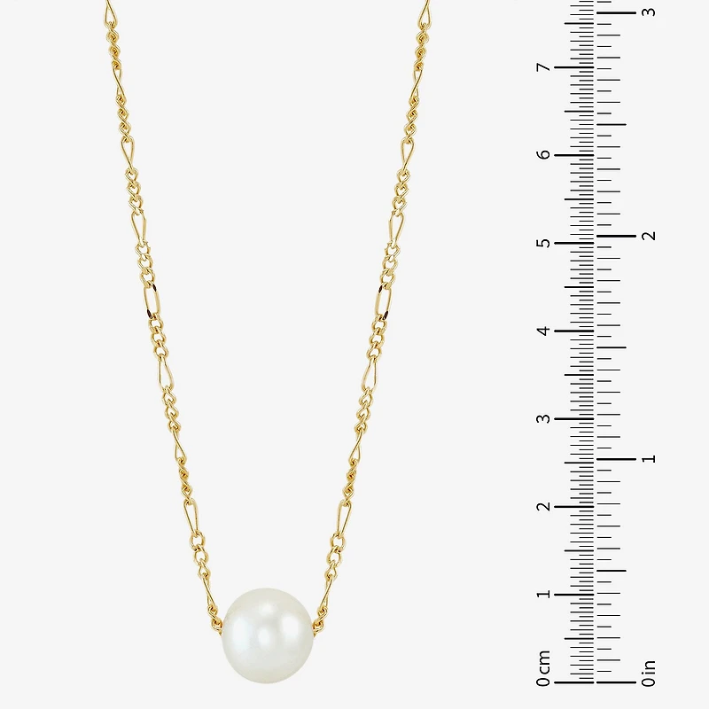 Womens White Cultured Freshwater Pearl 14K Gold Over Silver Heart 17 Inch Pendant Necklace