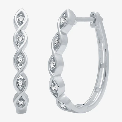 Yes, Please! Womens 1/10 CT. T.W. Lab Grown White Diamond Sterling Silver 21.4mm Round Hoop Earrings