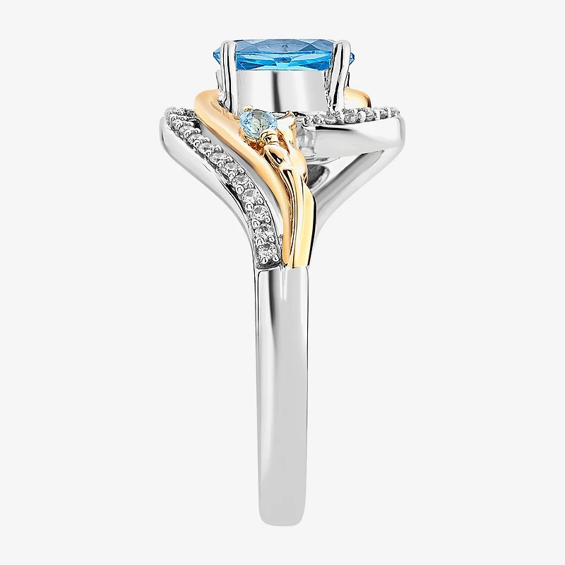 Marvel Fine Jewelry Womens 1/8 CT. T.W. Genuine Blue Topaz 14K Gold Over Silver Oval Loki Cocktail Ring