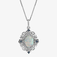 Enchanted Disney Fine Jewelry Womens 1/10 CT. T.W. Lab Created White Opal Sterling Silver 18 Inch Pendant Necklace